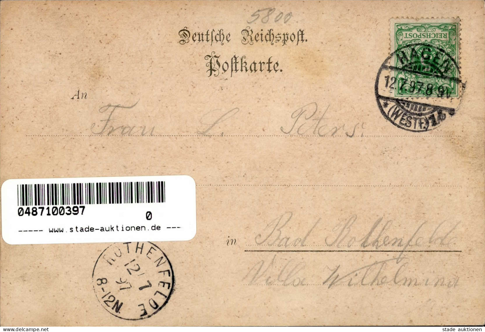 Hagen (5800) Gasthaus Waldlust 1897 I-II (fleckig, Stauchung) - Hagen