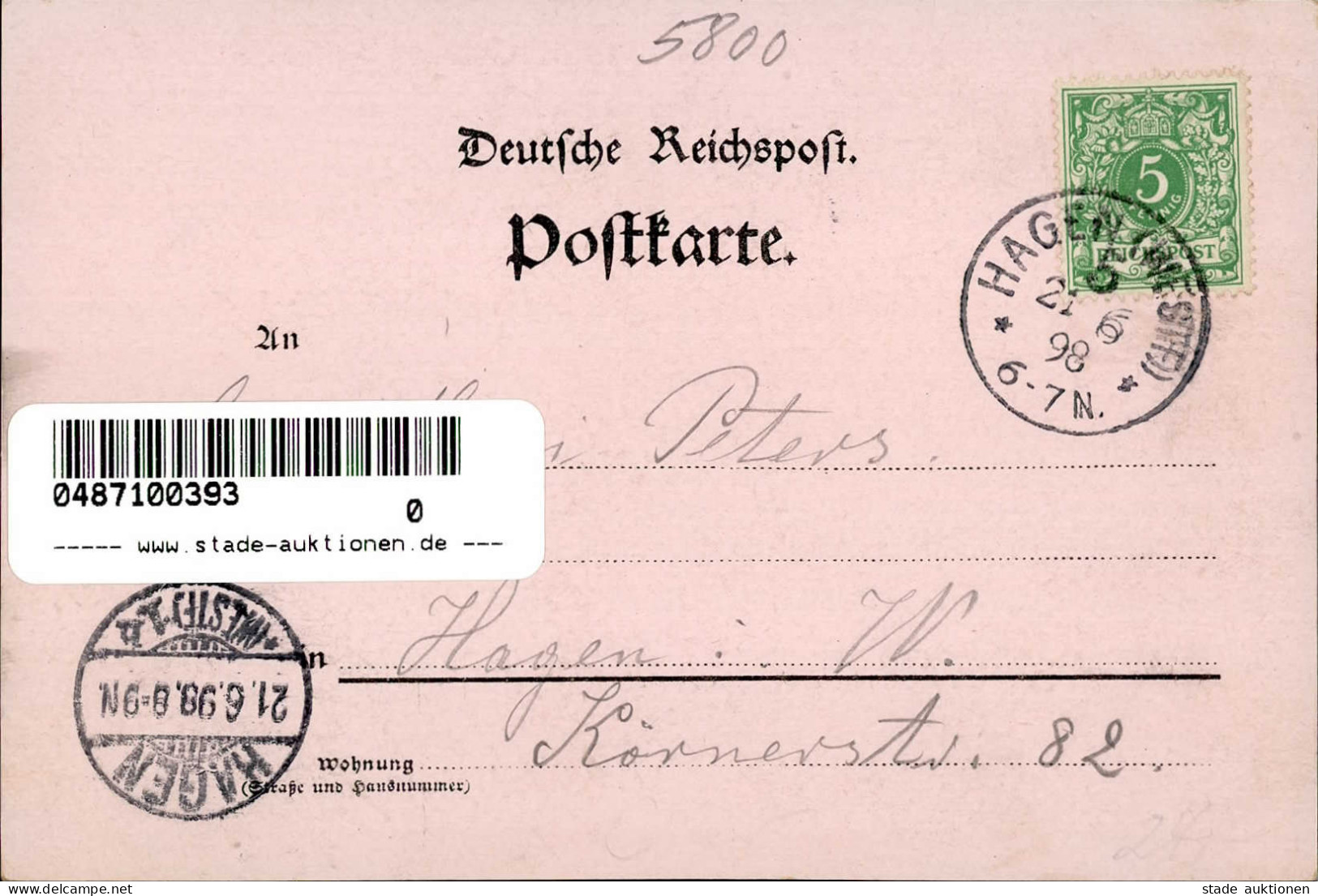 Hagen Delstern (5800) Volmeburg 1898 II- (beschnitten) - Hagen