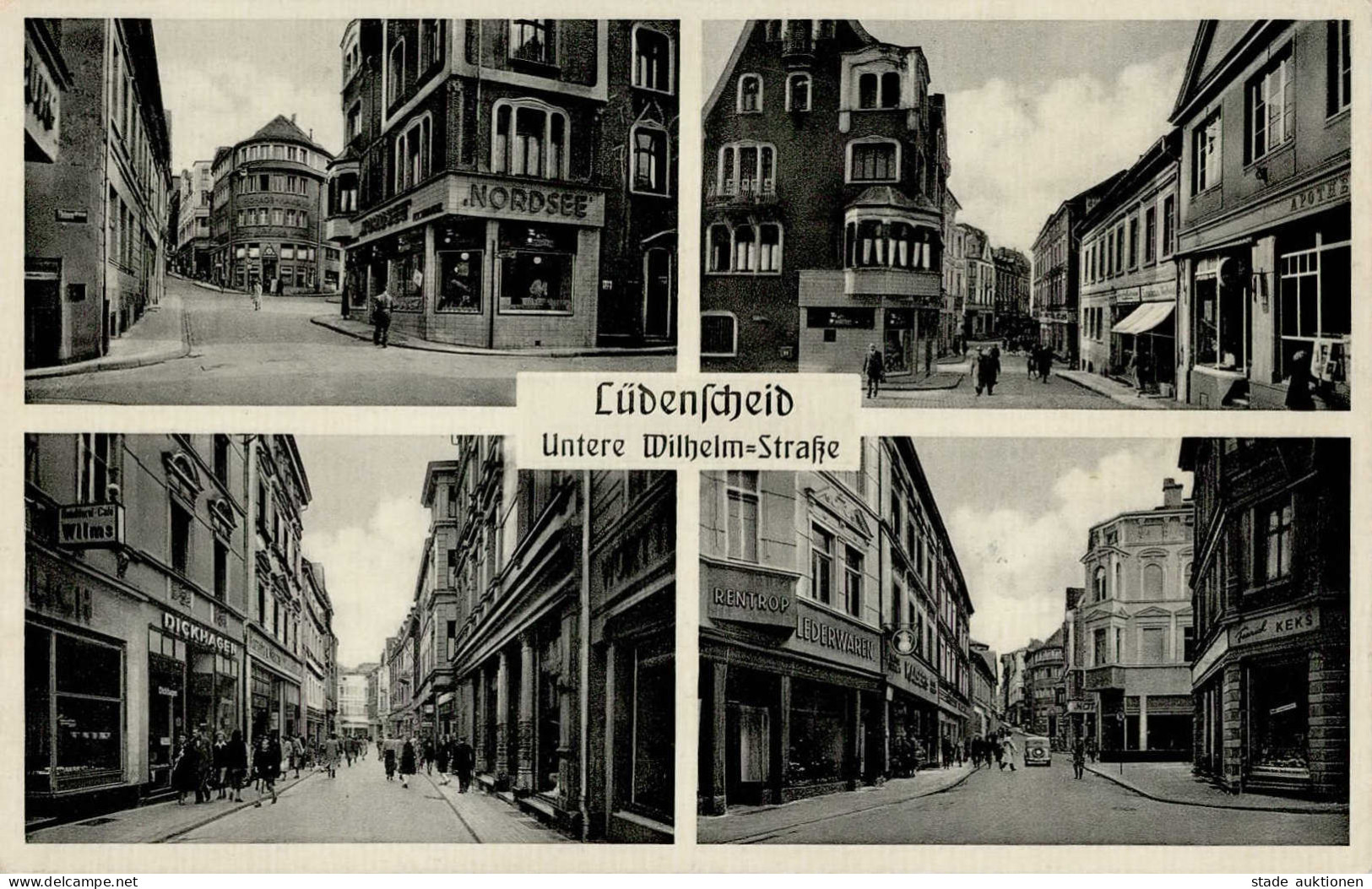 Lüdenscheid (5880) Wilhelm Strasse Handlung Dickhagen Lederwarenhandlung Rentrop Handlung Keks Gasthaus Nordsee Apotheke - Other & Unclassified