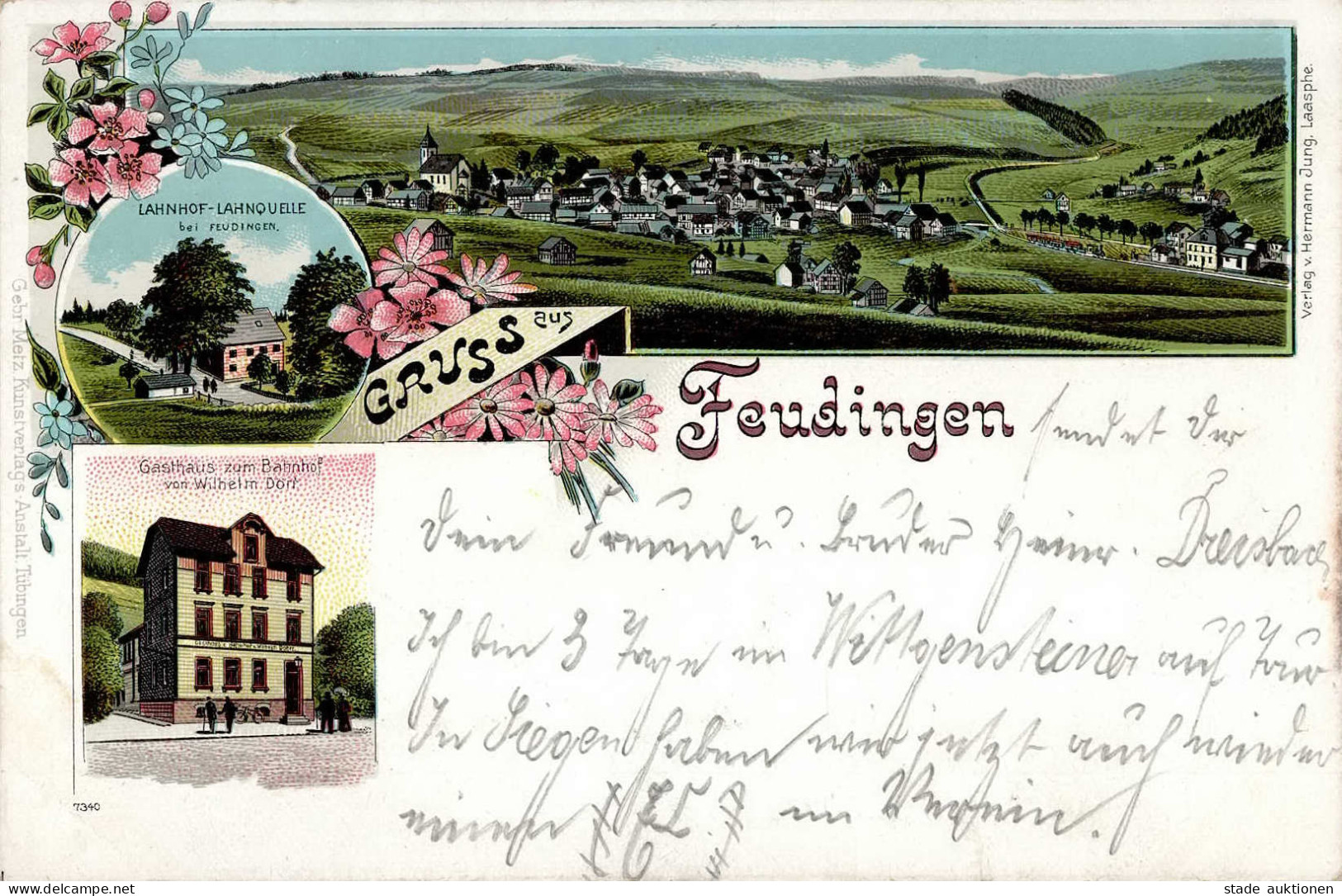 Feudingen (5928) Gasthaus Zum Bahnhof Eisenbahn Bahnhof 1901 I Chemin De Fer - Other & Unclassified