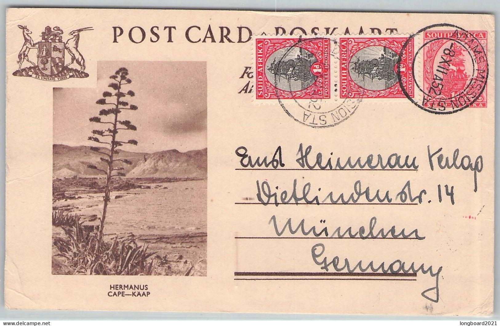 SOUTH AFRICA - POSTCARD 1952 - MÜNCHEN/DE / 6328 - FDC