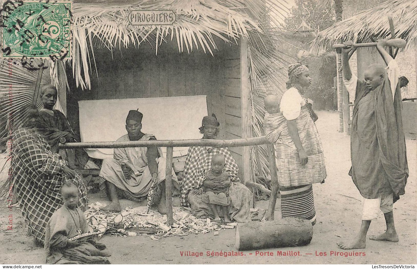 SENEGAL - Village Sénégalais - Porte Maillot - Les Piroguiers - Animé - Carte Postale Ancienne - Sénégal