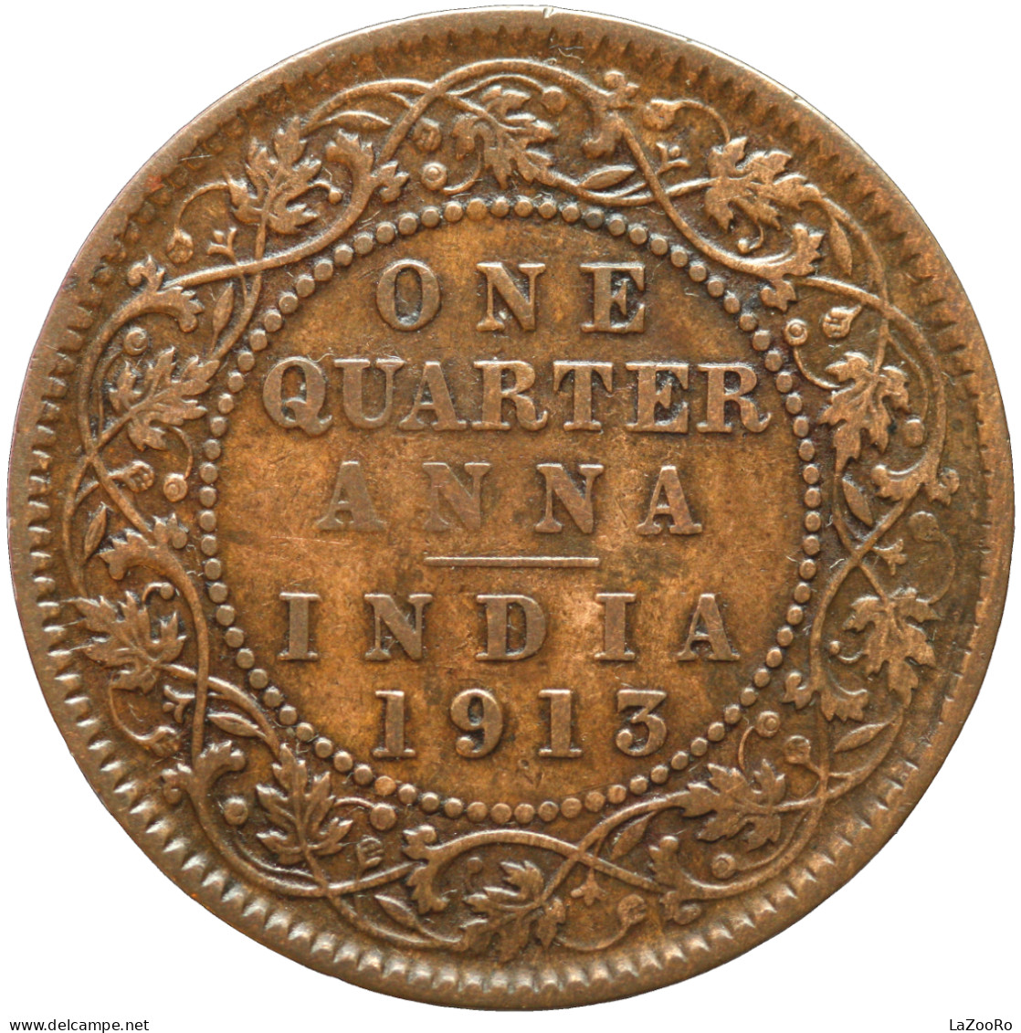 LaZooRo: British India 1/4 Anna 1913 VF - Kolonies