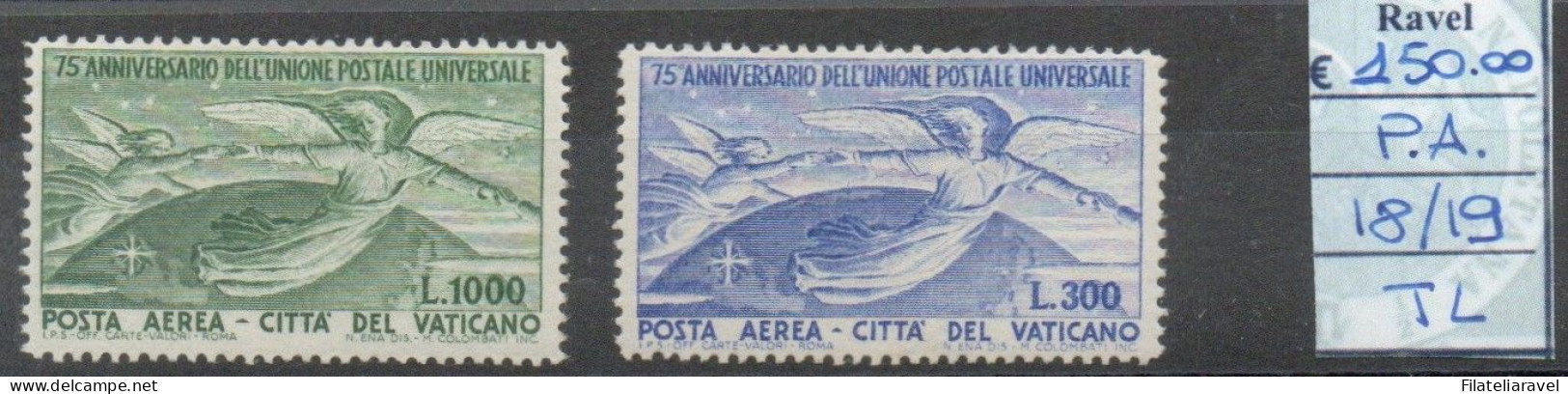 Vaticano - 1949 - Posta Aerea, U.P.U. - 2 Valori, Serie Completa, Traccia Di Linguella. Cat Sassone N. 18/19 - Nuevos