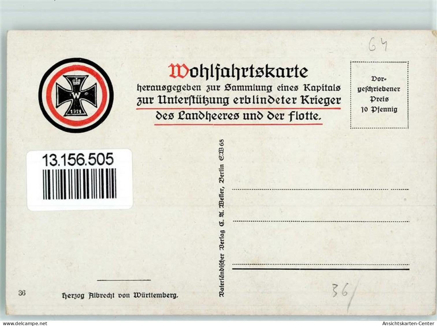 13156505 - Herzog Albrecht Von Wuerttemberg Sign. Krotowski   Wohlfahrtskarte AK - Familias Reales
