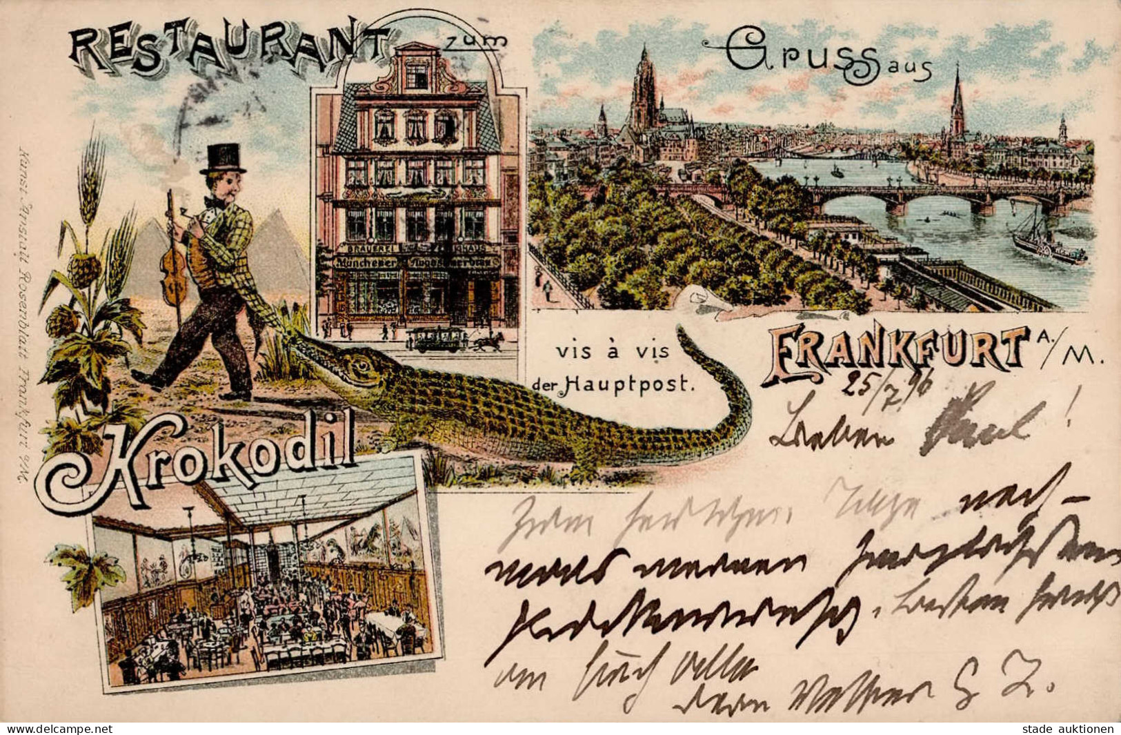 Frankfurt Am Main (6000) Vorläufer 1896 Gasthaus Zum Krokodil Pferdebahn I-II - Frankfurt A. Main