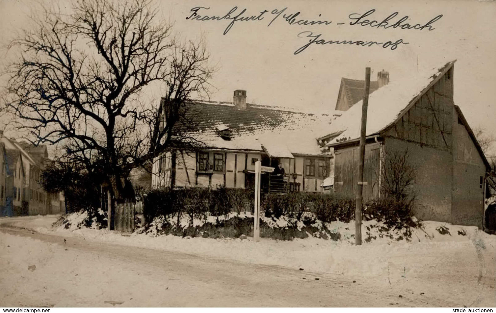 Frankfurt Am Main (6000) Seckbach Winter 1908 Foto-AK I-II (VS Beschrieben, Fleckig, Ecken Abgestossen) - Frankfurt A. Main