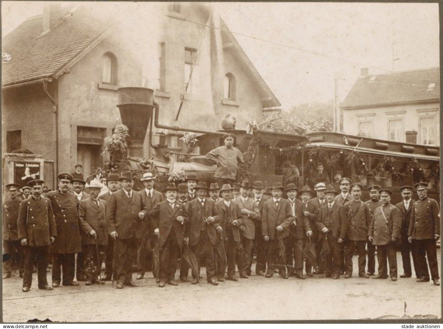 Eberstadt (6100) Letzte Fahrt Der Dampf-Straßenbahn 1. Mai 1914 Hartpappe-Foto Ca. 13x17cm - Darmstadt