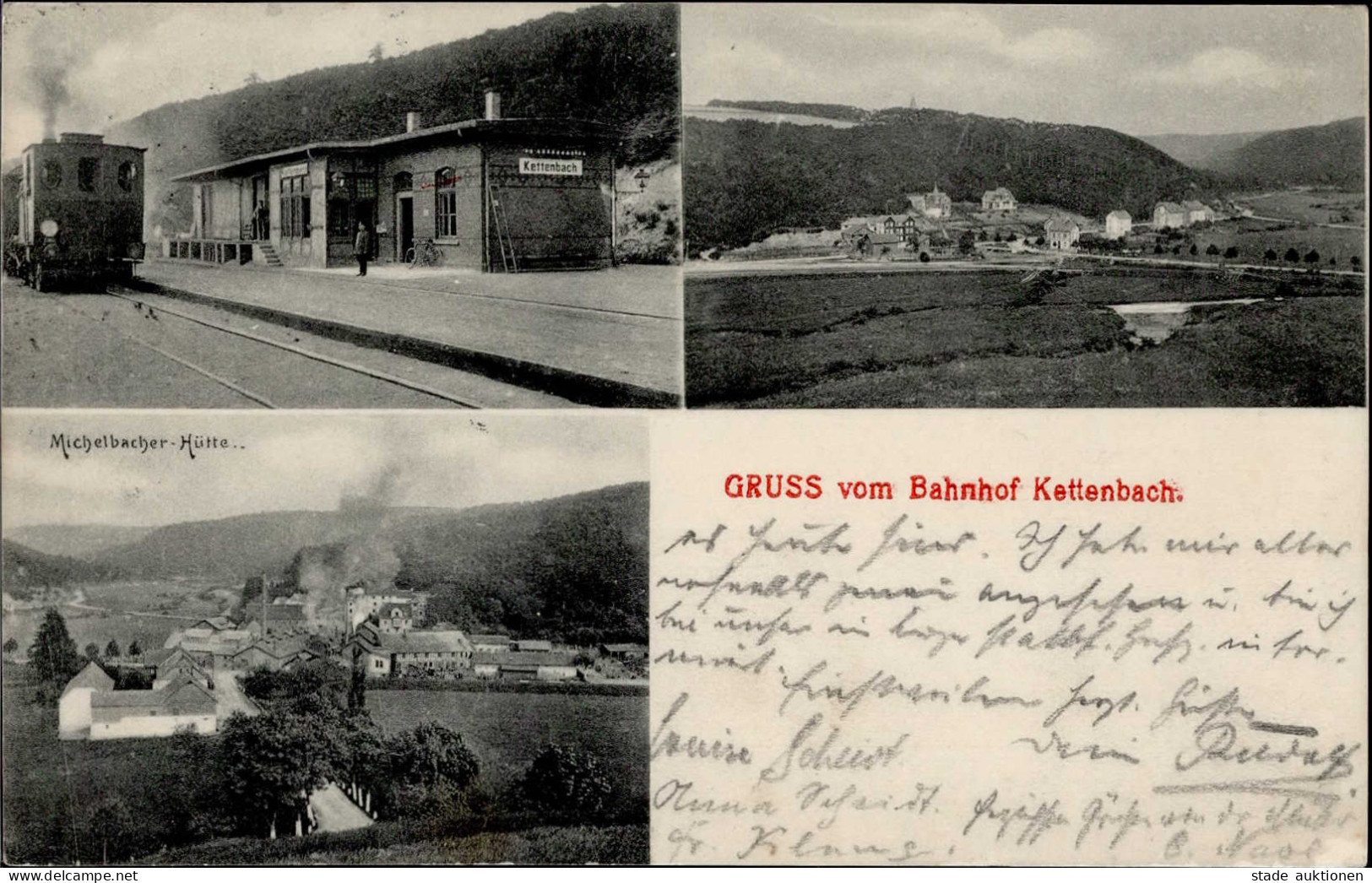 Kettenbach (6209) Bahnhof Eisenbahn 1914 I-II (Marke Entfernt) Chemin De Fer - Other & Unclassified