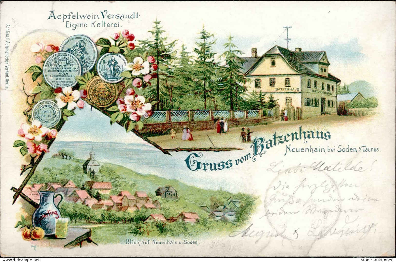 Neuenhain (6232) Gasthaus Batzenhausen Apfelwein 1901 I-II (Ecken Abgestossen) - Other & Unclassified