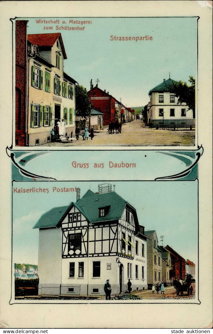Dauborn (6257) Gasthaus Zum Schützenhof Postamt 1909 II (leichte Stauchung) - Other & Unclassified
