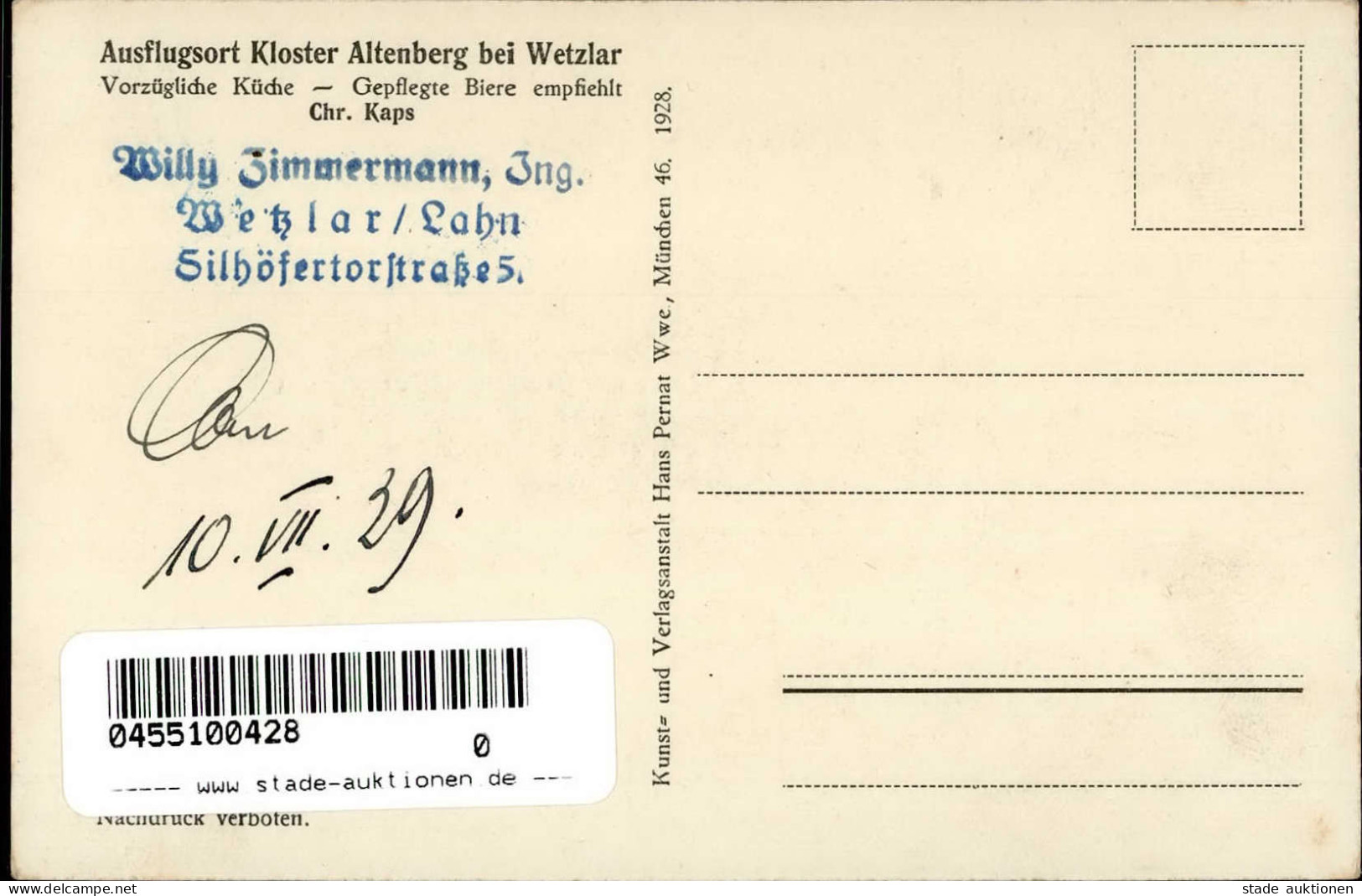 WETZLAR (6330) - Ausflugsort KLOSTER ALTENBERG Bei Wetzlar Verlag Pernat Künstlerkarte Sign. C.Möritz I - Wiesbaden