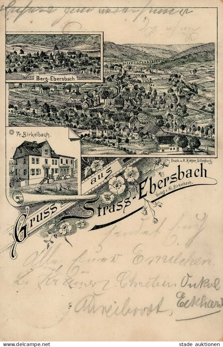 EWERSBACH,Kr.Dillenburg (6344) - Frühes Federlitho STRASS-EBERSBACH Mit Verlag/Druckerei Fr.Birkelbach I-II - Other & Unclassified
