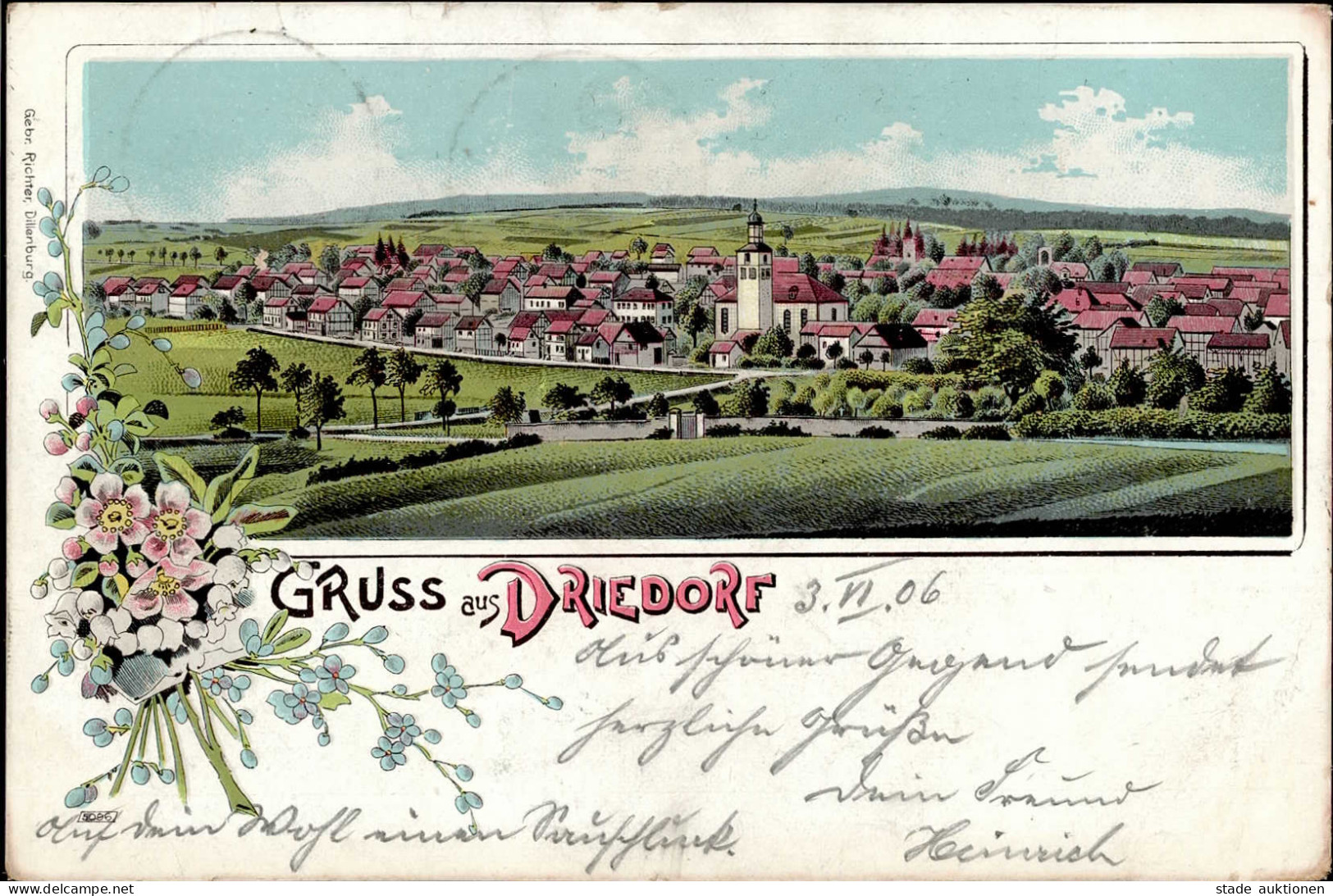 Driedorf (6349) Kirche 1906 I-II (Ecken Abgestossen) - Other & Unclassified