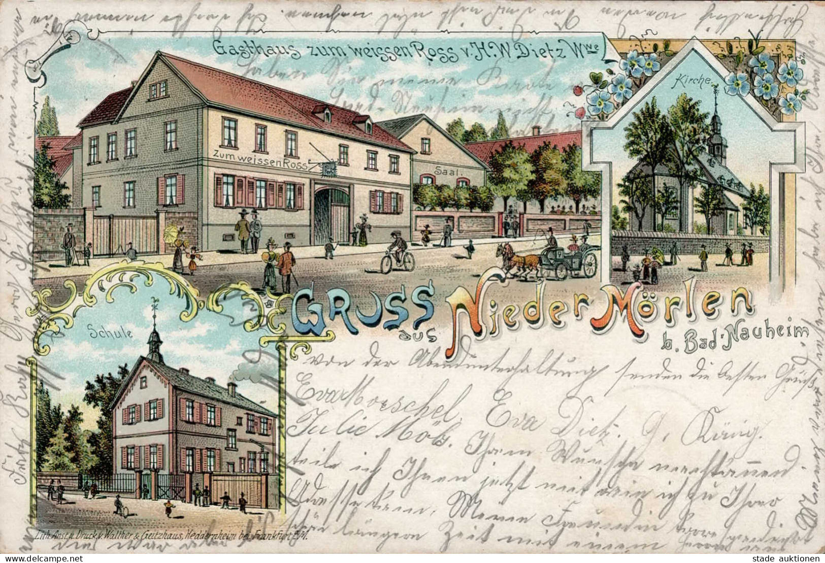 Nieder-Mörlen (6350) Gasthaus Zum Weissen Ross Schule II (Stauchung) - Other & Unclassified
