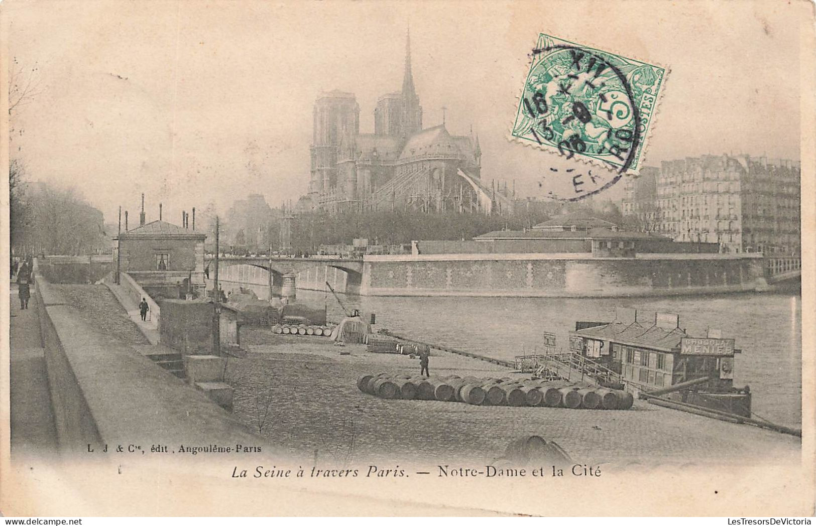 FRANCE - La Seine à Travers Paris - Notre Dame Et La Cité - Animé - Le Pont - Vue D'ensemble - Carte Postale Ancienne - Notre-Dame De Paris