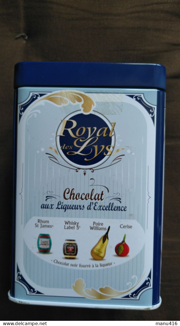 Boite En Fer De Chocolat à La Liqueur Royal Des Lys, Port Offert. - Scatole