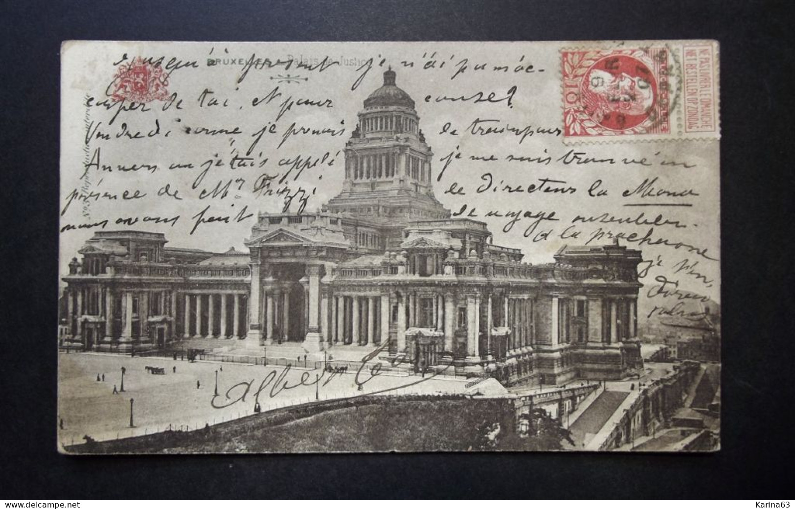 België - Belgique - CPA  - Brussel  Bruxelles - Le Palais De Justice - Used Card Obl Brussel Vers Paris 1907 - Monumentos, Edificios