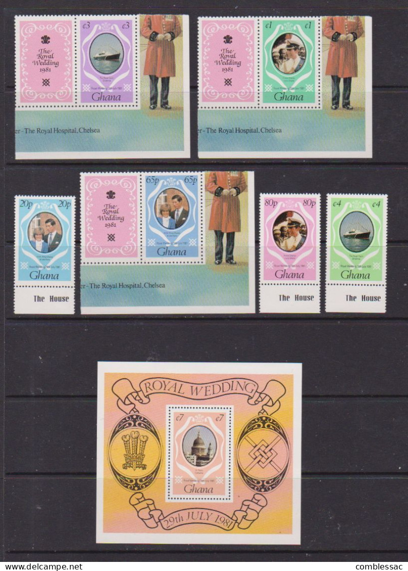 GHANA    1981    Royal  Wedding    Part  Set  Of  6  +  Sheetlet    MNH - Ghana (1957-...)