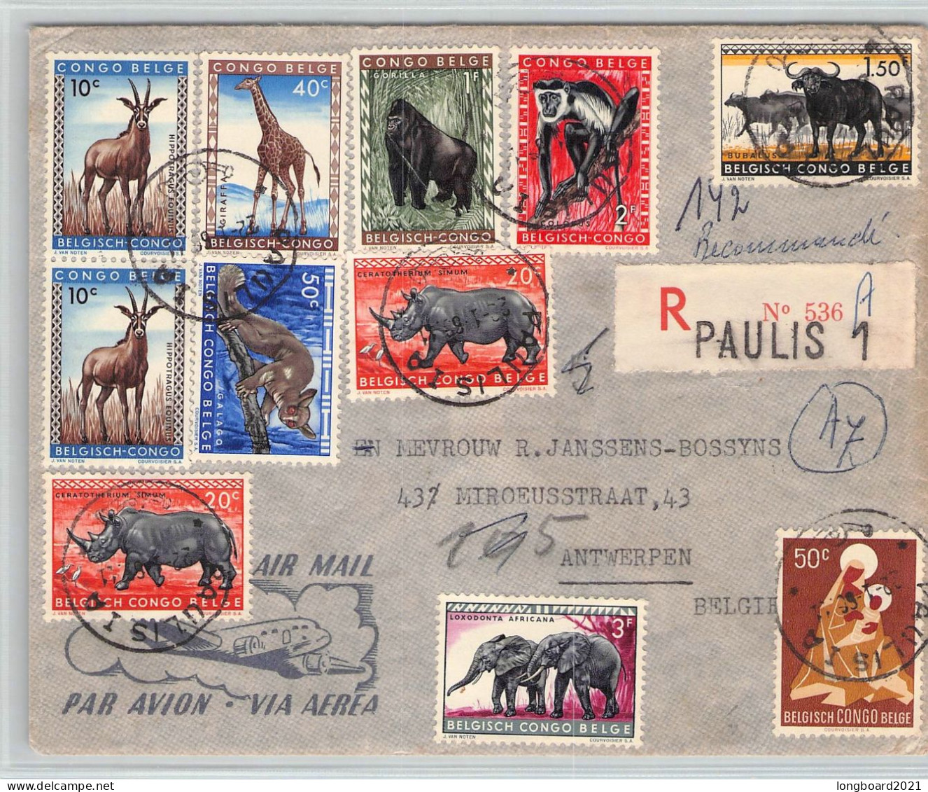 BELG. CONGO - REGISTERED AIRMAIL 1960 PAULIS - ANTWERPEN / 6330 - Cartas & Documentos