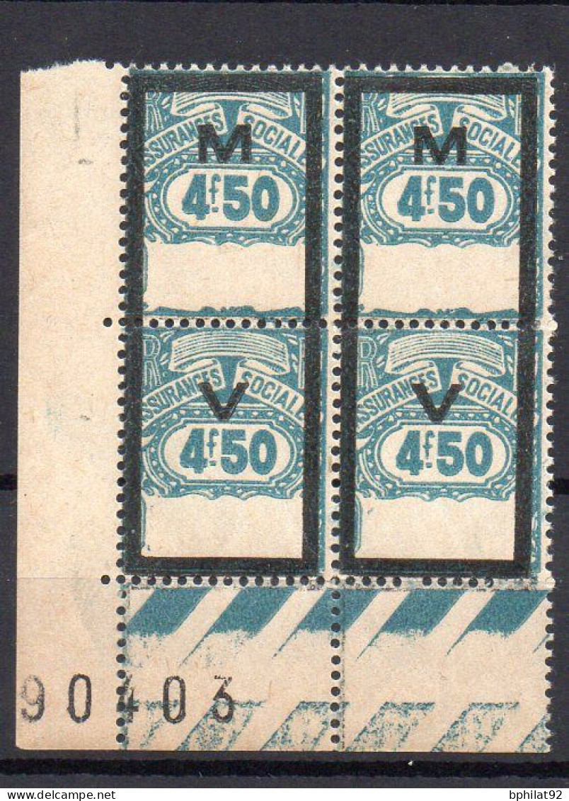 !!! FISCAUX, SECURITE SOCIALE BLOC DE 4 DU N°41 NEUF ** COIN DATE - Stamps