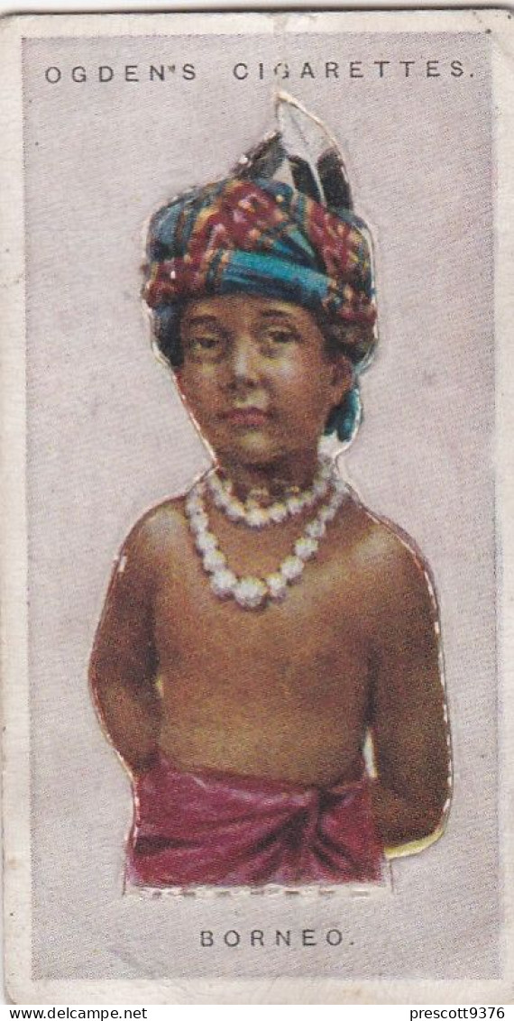 7 Borneo  - Children Of All Nations 1924  - Ogdens  Cigarette Card - Original, Antique, Push Out - Ogden's