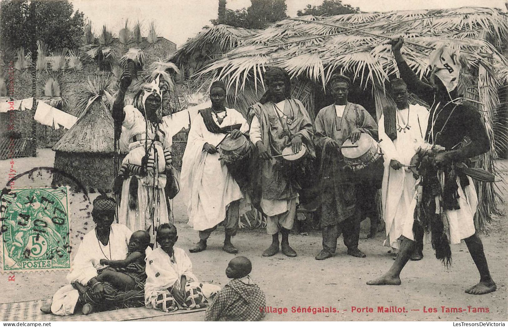 SENEGAL - Village Sénégalais - Porte Maillot - Les Tams Tams - Animé - Musique - Carte Postale Ancienne - Sénégal