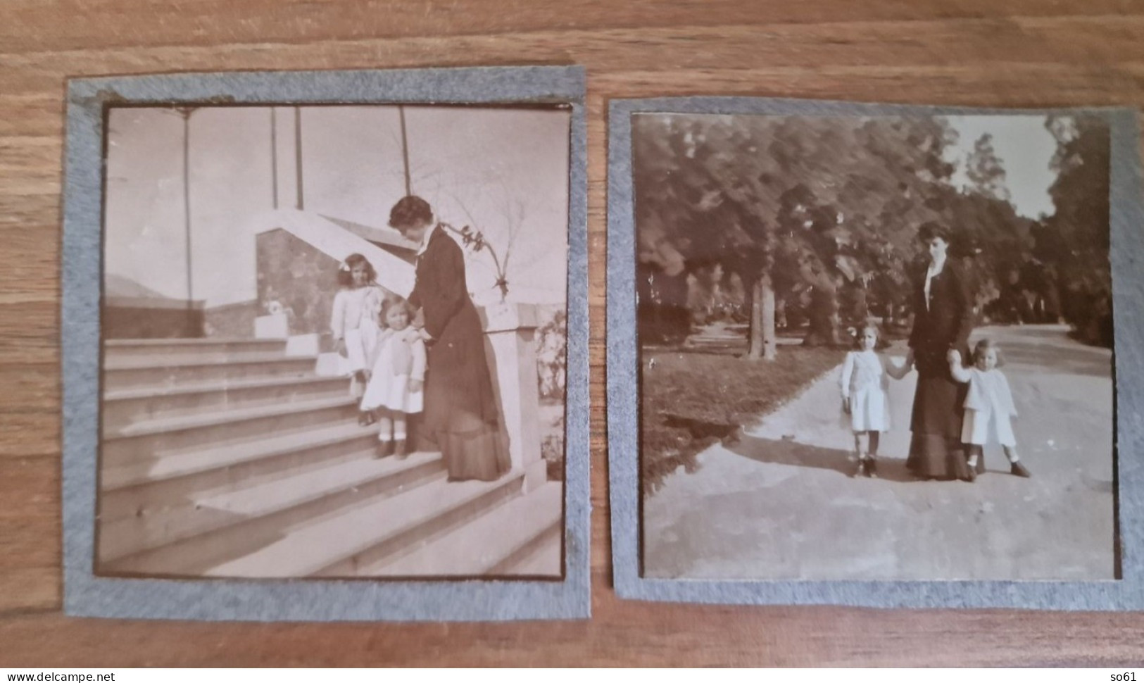 19319.  Due  Fotografie D'epoca Donna Con Bambine Inizio '900 Italia - 8,5x8,5 - Persone Anonimi