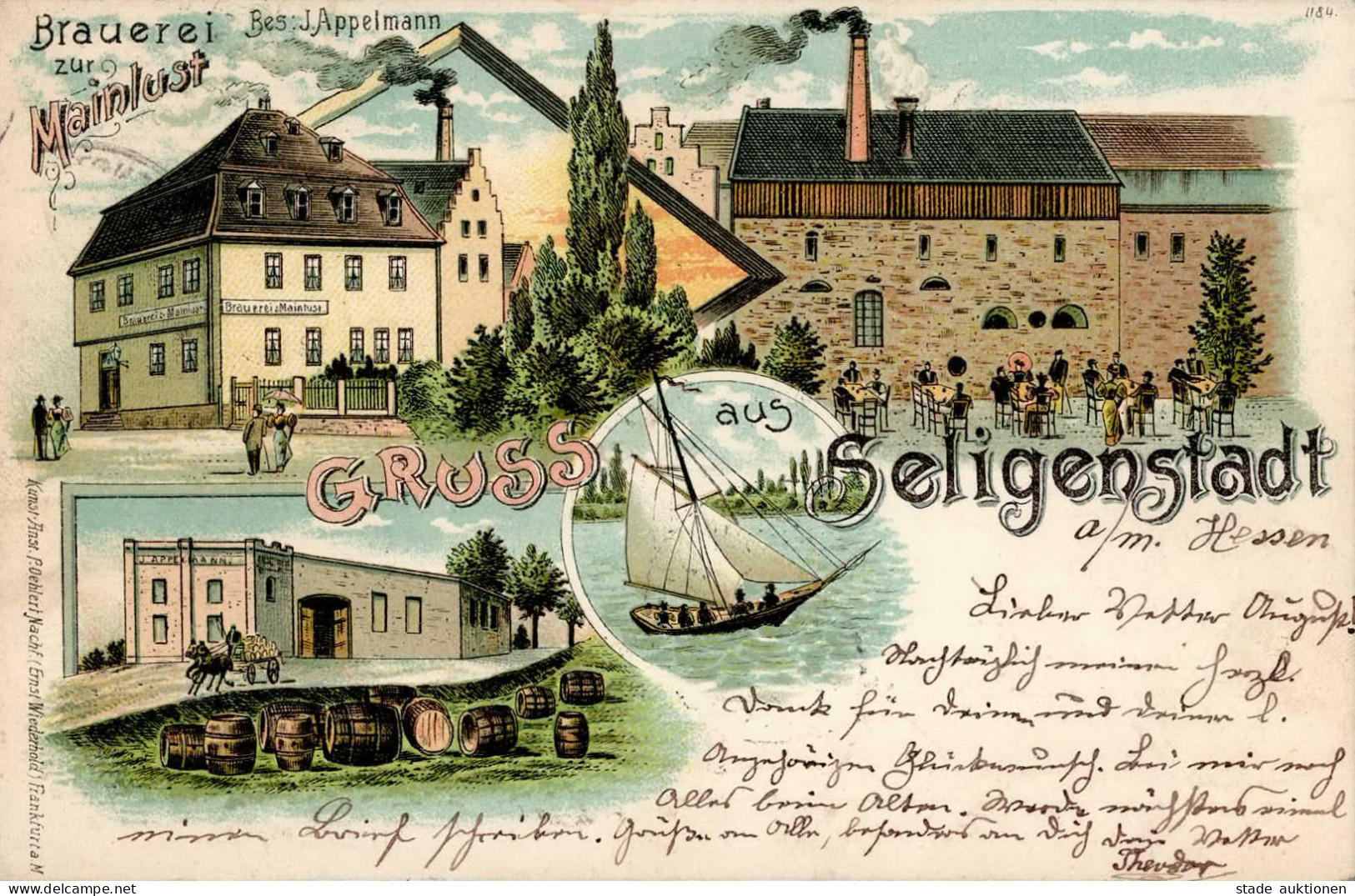 Seligenstadt (6453) Brauerei Zur Mainlust J. Appelmann 1897 I-II (fleckig) - Autres & Non Classés