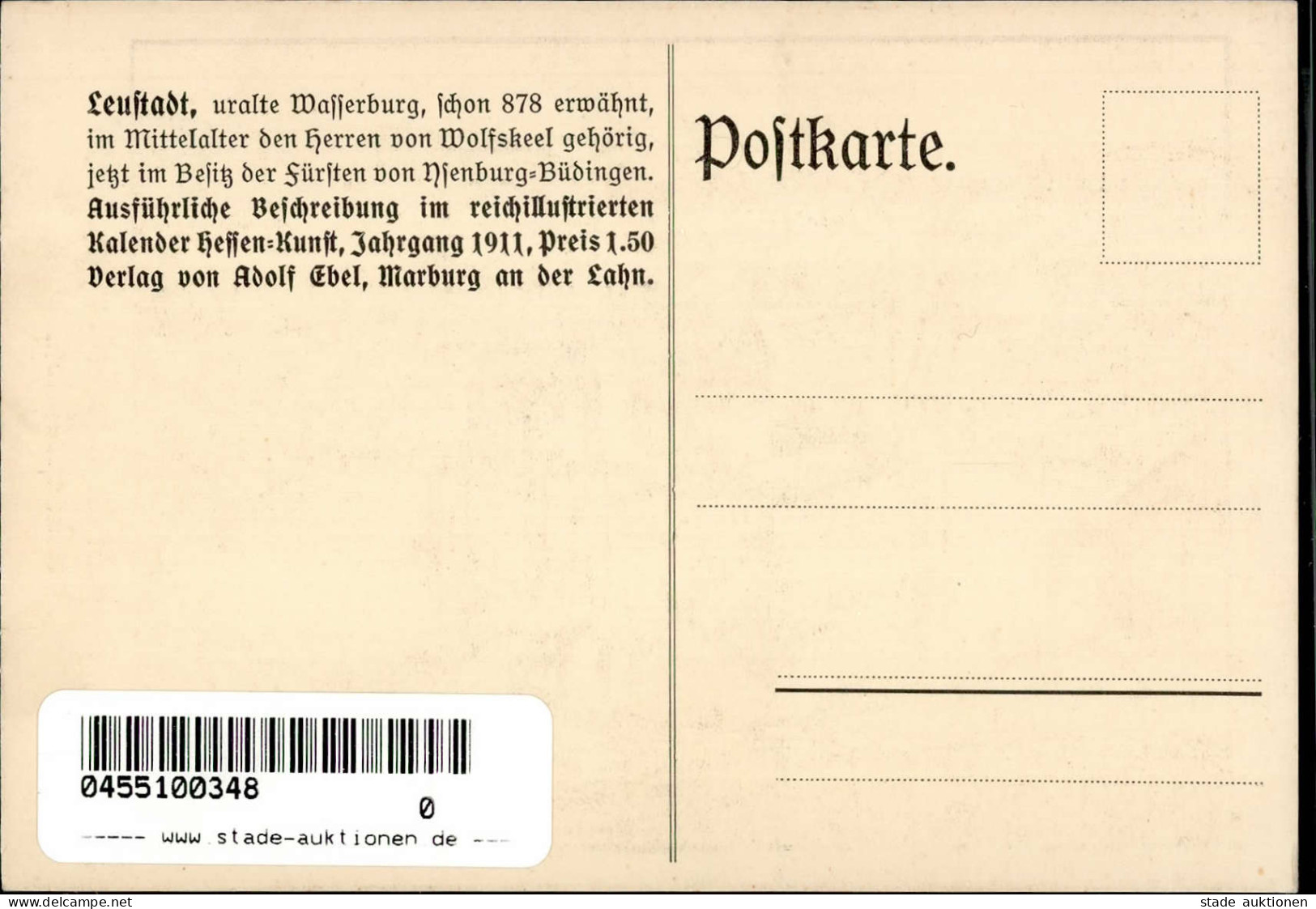 GLAUBERG,Kr.Büdingen (6475) - SCHLOSS LEUSTADT In Oberhessen Um 1600 Künstlerkarte Sign. Dr. Grossmann Mai 1910 I - Andere & Zonder Classificatie