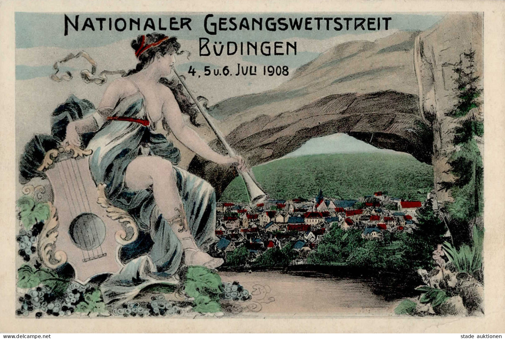 , Büdingen (6470) Nationaler Gesangswettstreit 4. Bis 6. Juli 1908 II (Stauchung) - Andere & Zonder Classificatie