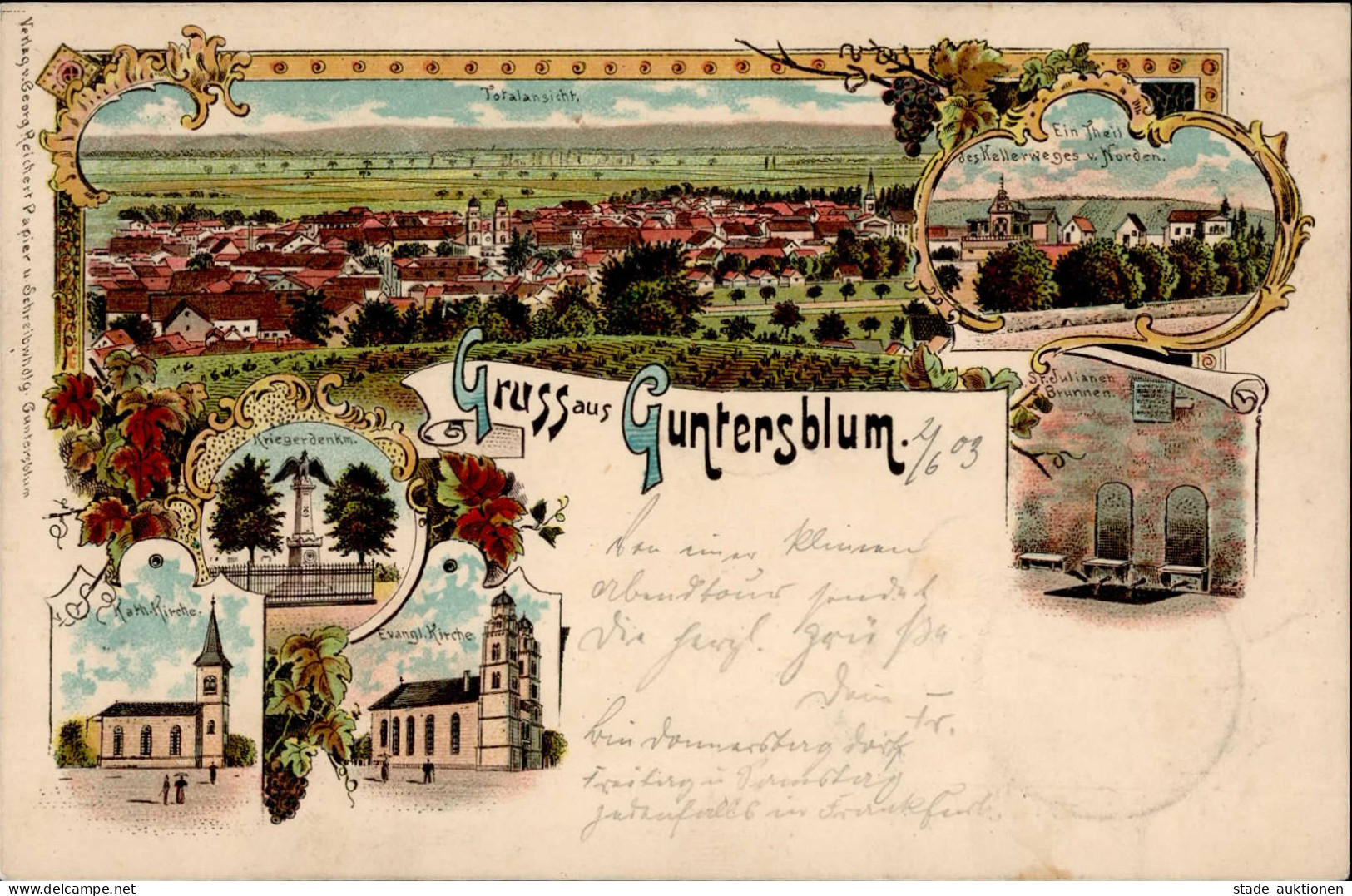 Guntersblum (6524) Kriegerdenkmal Kath. Kirche Ev. Kirche 1903 I- - Other & Unclassified