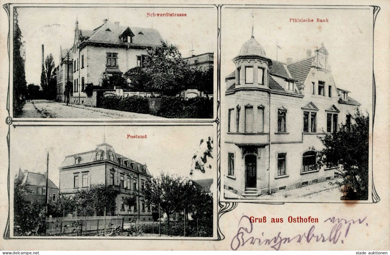 Osthofen (6522) Postamt Schwerdtstrasse 1911 II (Stauchung) - Other & Unclassified