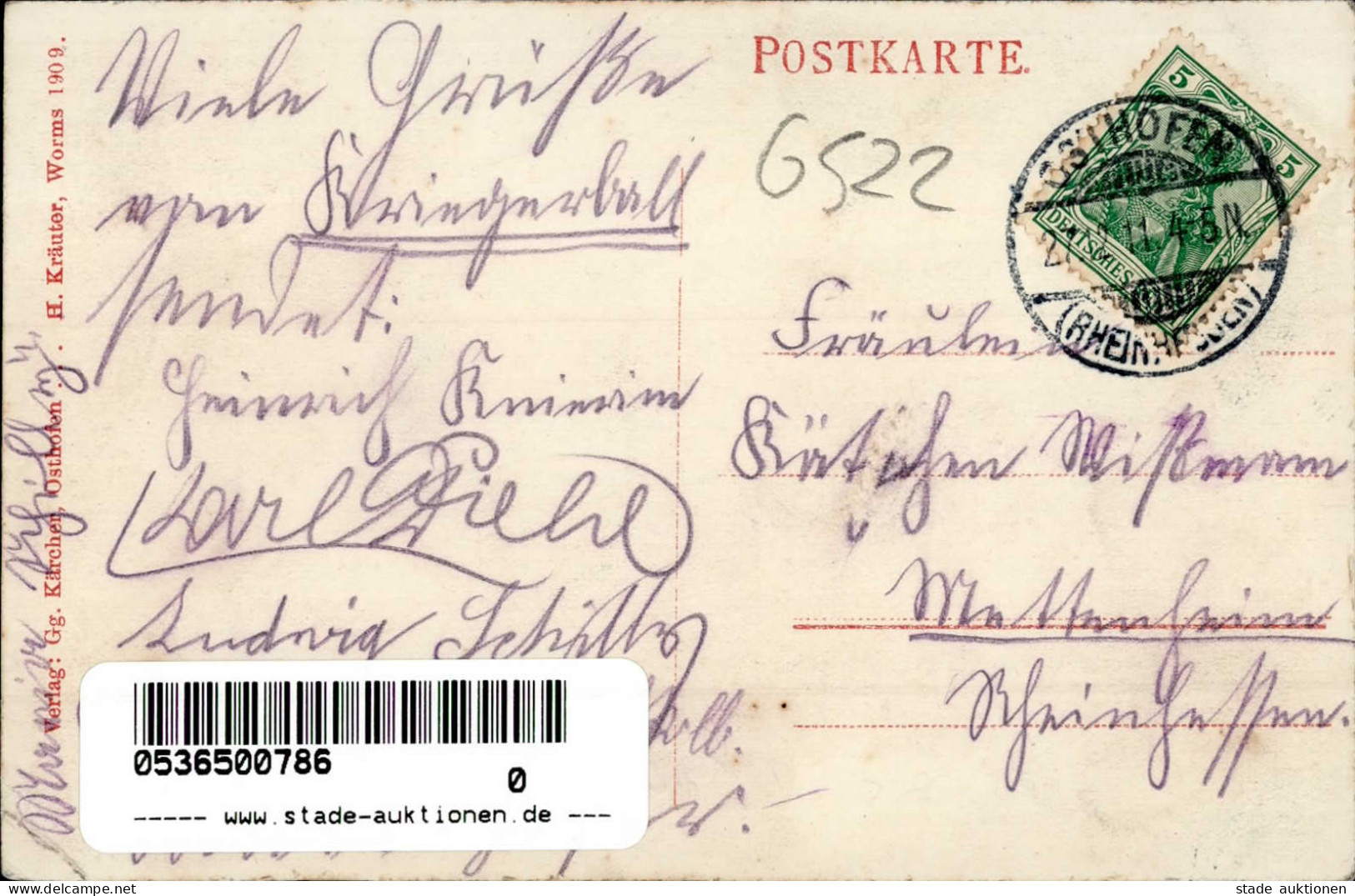 Osthofen (6522) Postamt Schwerdtstrasse 1911 II (Stauchung) - Other & Unclassified