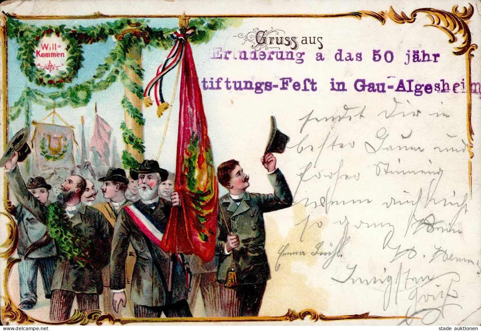 Gau-Algesheim (6535) Erinnerung An Das 50 Jährige Stiftungsfest 1898 II- (Mittelbug, Stauchungen) - Otros & Sin Clasificación