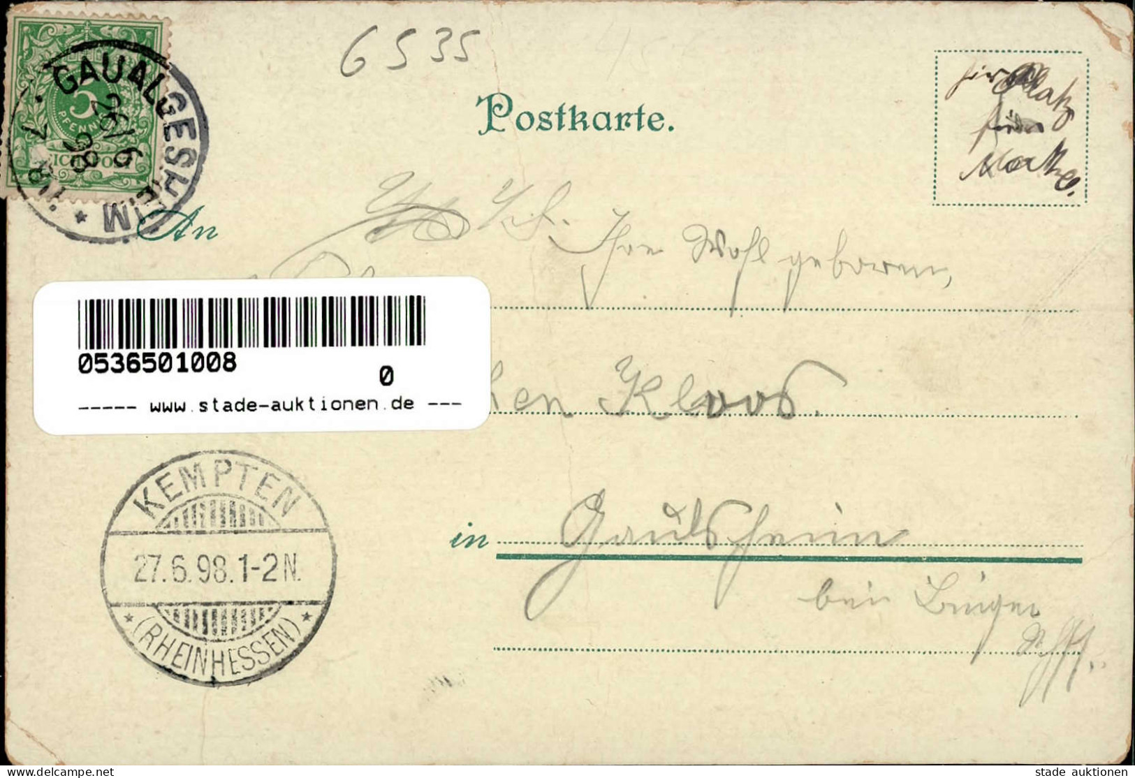 Gau-Algesheim (6535) Erinnerung An Das 50 Jährige Stiftungsfest 1898 II- (Mittelbug, Stauchungen) - Other & Unclassified