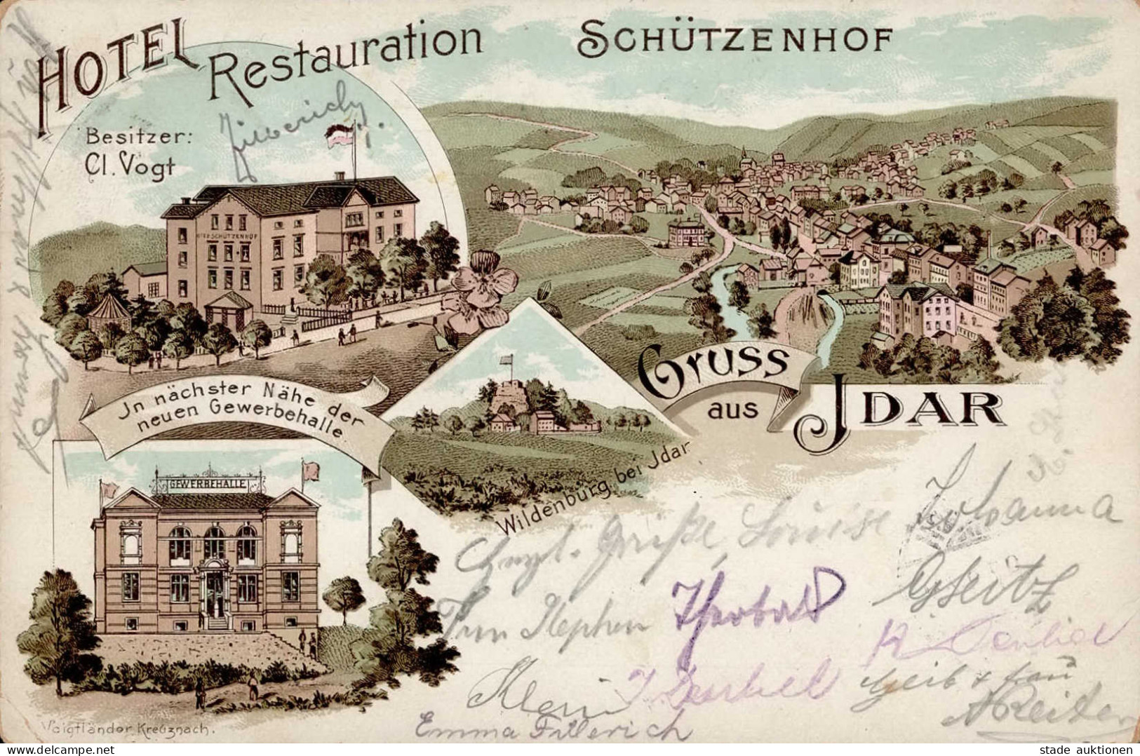 Idar Oberstein (6580) Hotel Schützenhof 1897 II (kleine Stauchung, Ecken Abgestoßen) - Autres & Non Classés