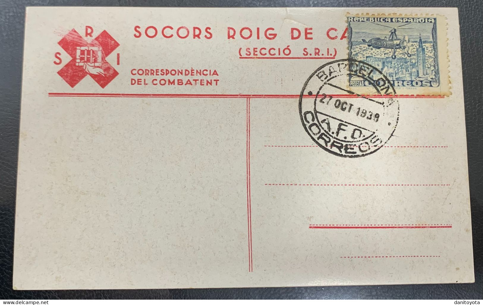 AÑO 1939. BARCELONA - Cartas & Documentos