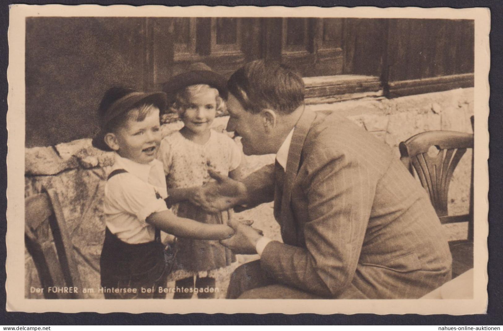 Deutsches Reich Foto Ansichtskarte Hitler Mit Kindern Am Hintersee Berchtesgaden - Storia Postale