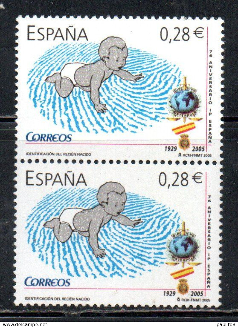 SPAIN ESPAÑA SPAGNA 2005 FINGERPRINTED REGISTRATION FOR NEWBORNS Identificación Recién Nacido 28c PAIR MNH - Unused Stamps