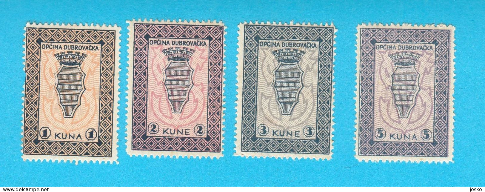 OPĆINA DUBROVAČKA (Dubrovnik) Croatia NDH Lot Of 4. Tax Stamp * Revenue Timbre Fiscal Steuerstempel Bollo Fiscale - Croacia