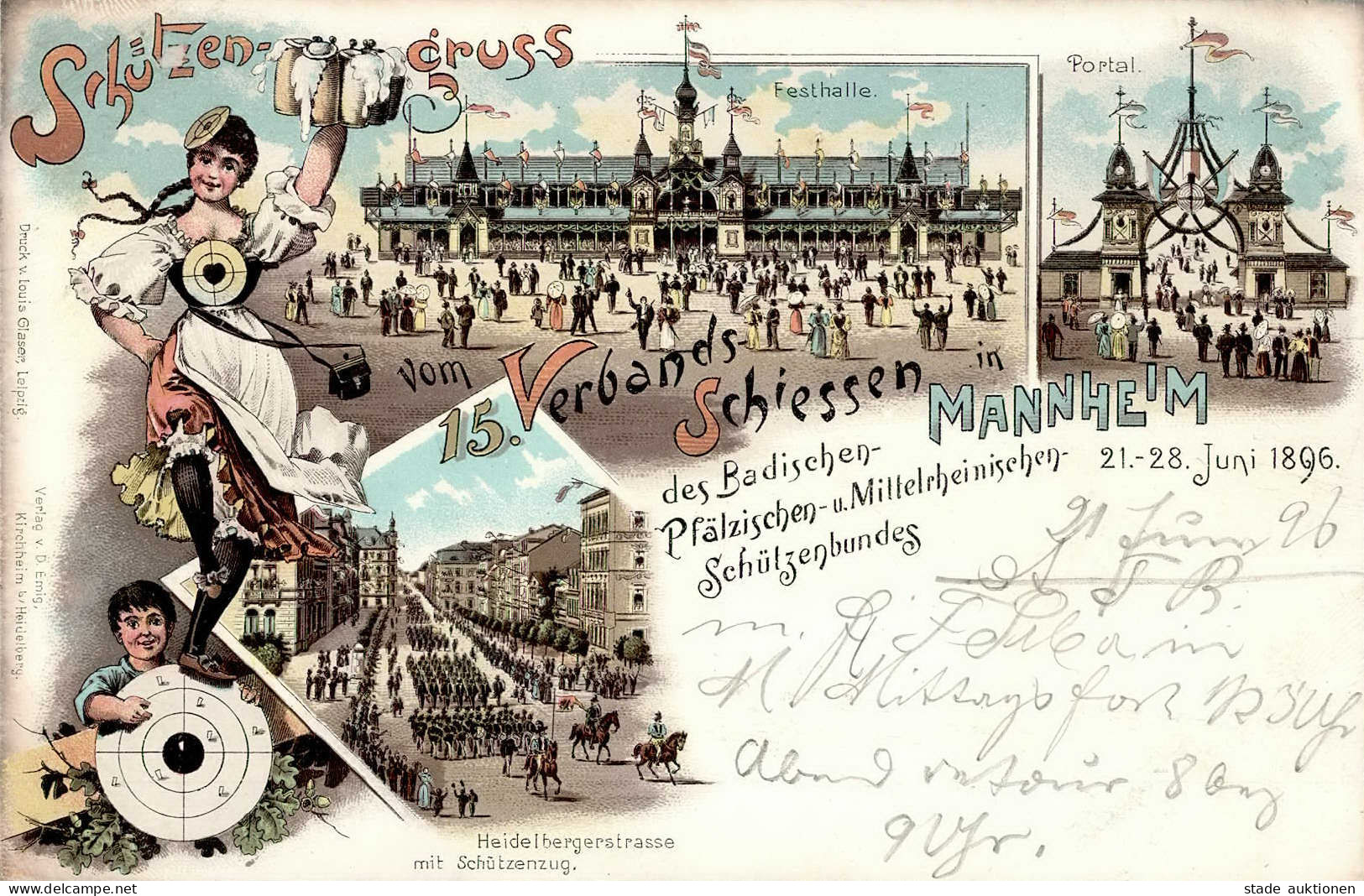 Mannheim (6800) 15. Verbands-Schiessen Des Badischen-Pfälzischen- Und Mittelrheinischen Schützenbundes 1896 Vorläufer I- - Mannheim