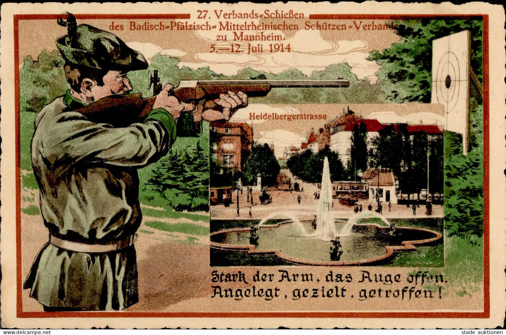 Mannheim (6800) 27. Verbandsschießen Des Badisch-Pfälzisch-Mittelrheinischen Schützenverbands 5. Bis 12. Juli 1914 Heide - Mannheim