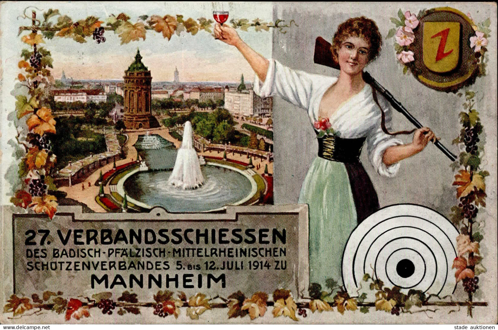 Mannheim (6800) 27. Verbandsschießen Des Badisch-Pfälzisch-Mittelrheinischen Schützenverbands 5. Bis 12. Juli 1914 I- - Mannheim