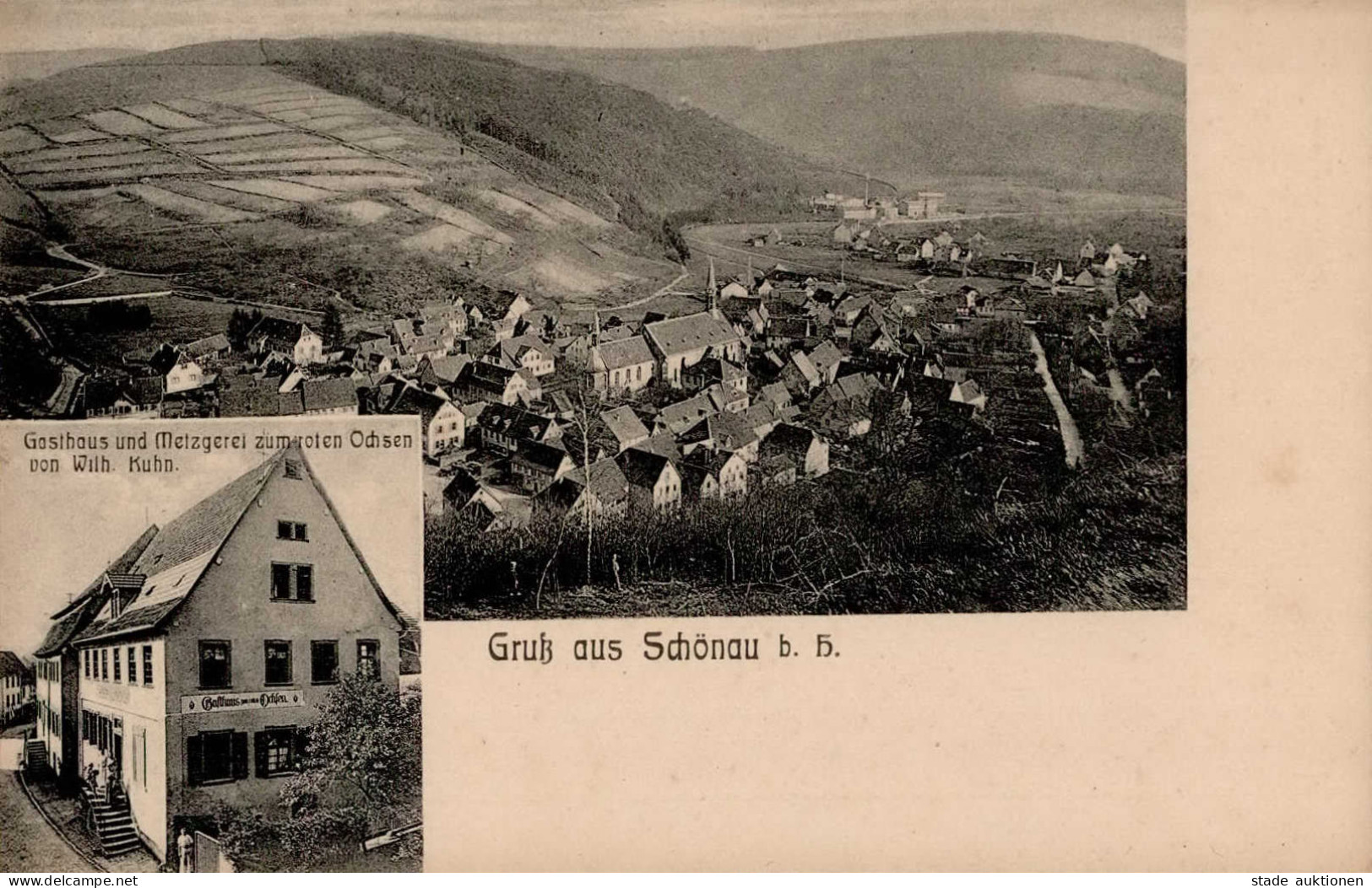 Heidelberg Schönau (6900) Gasthaus Metzgerei Zum Roten Ochsen W. Kuhn I-II - Heidelberg