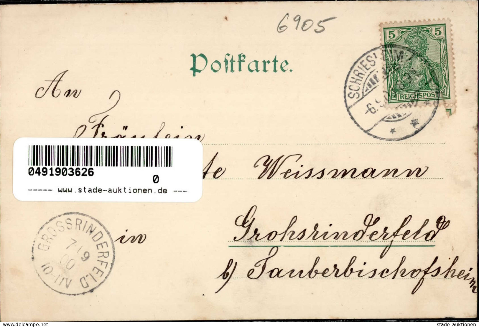 Schriesheim (6905) Gasthaus Zum Goldenen Hirsch 1900 II (kl. Einriß, Eckstauchung) - Other & Unclassified