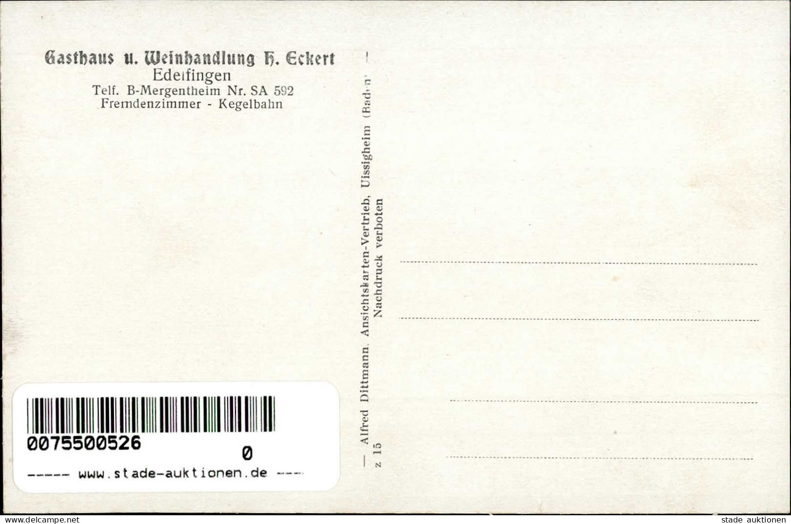 Edelfingen (6990) Gasthaus Und Weinhandlung Eckert I - Other & Unclassified