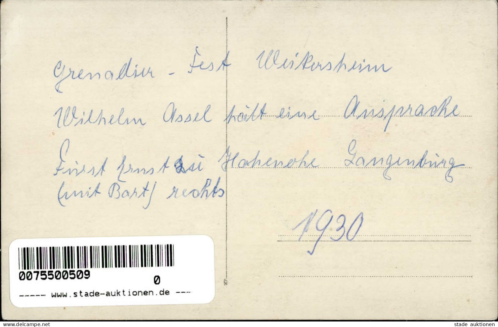 Weikersheim (6992) Grenadier-Fest 1930 II (kleine Stauchung) - Other & Unclassified