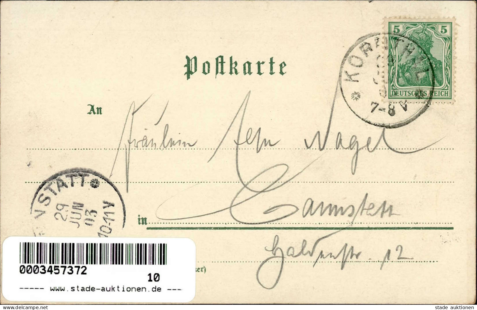 Korntal (7015) Töchterinstitut Knabeninstitut 1903 II (Bugspur) - Autres & Non Classés