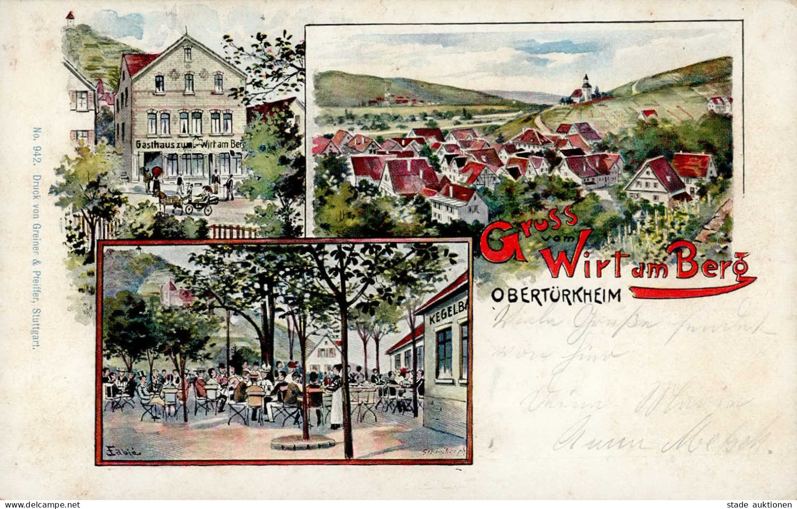 Obertürkheim (7000) Gasthaus Wirt Am Berg 1900 I-II - Stuttgart